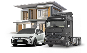 Imagem de um caminhão e um carro